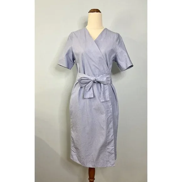 COS Blue Short Sleeve Cotton Wrap Pocket Dress Size EUR 34 - Picture 1 of 12